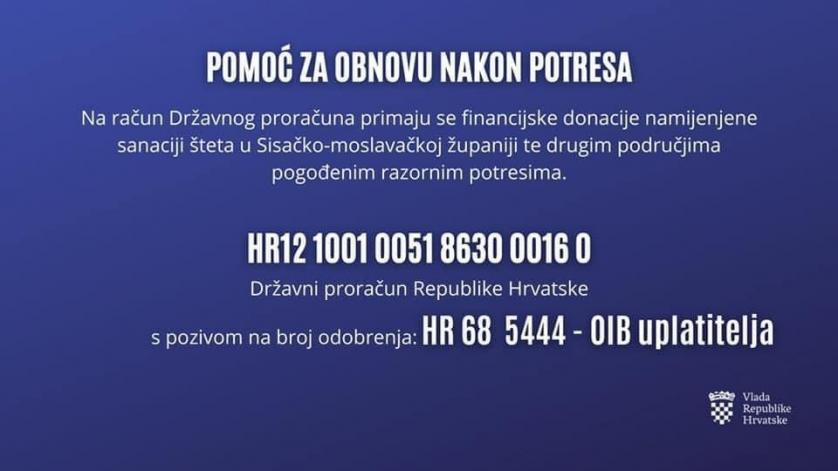 Otvoren račun za obnovu nakon potresa