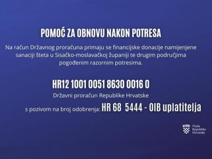 Otvoren račun za obnovu nakon potresa